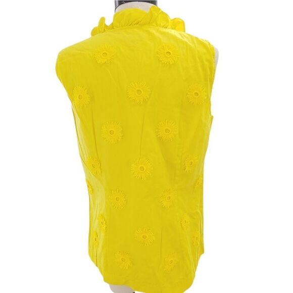 Talbots sunny yellow ruffle v-neck sleeveless top size small - Picture 6 of 12